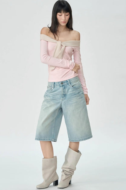 One-shoulder Striped Top