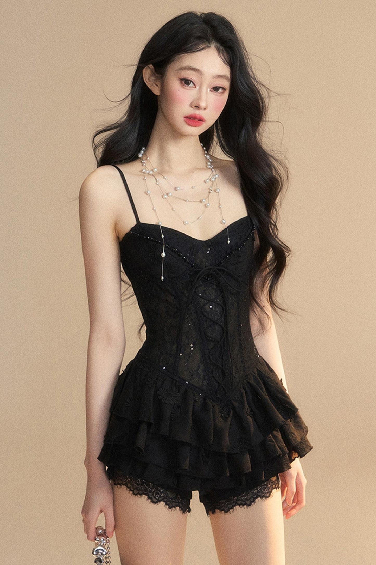 Strap Lace Mini Dress