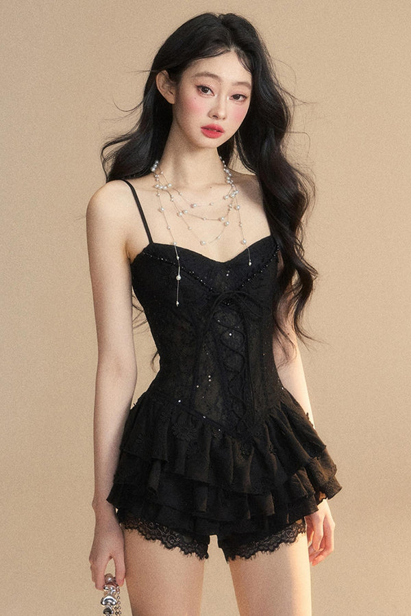 Strap Lace Mini Dress