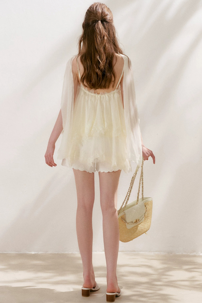 French Lace Mesh A-Line Skirt