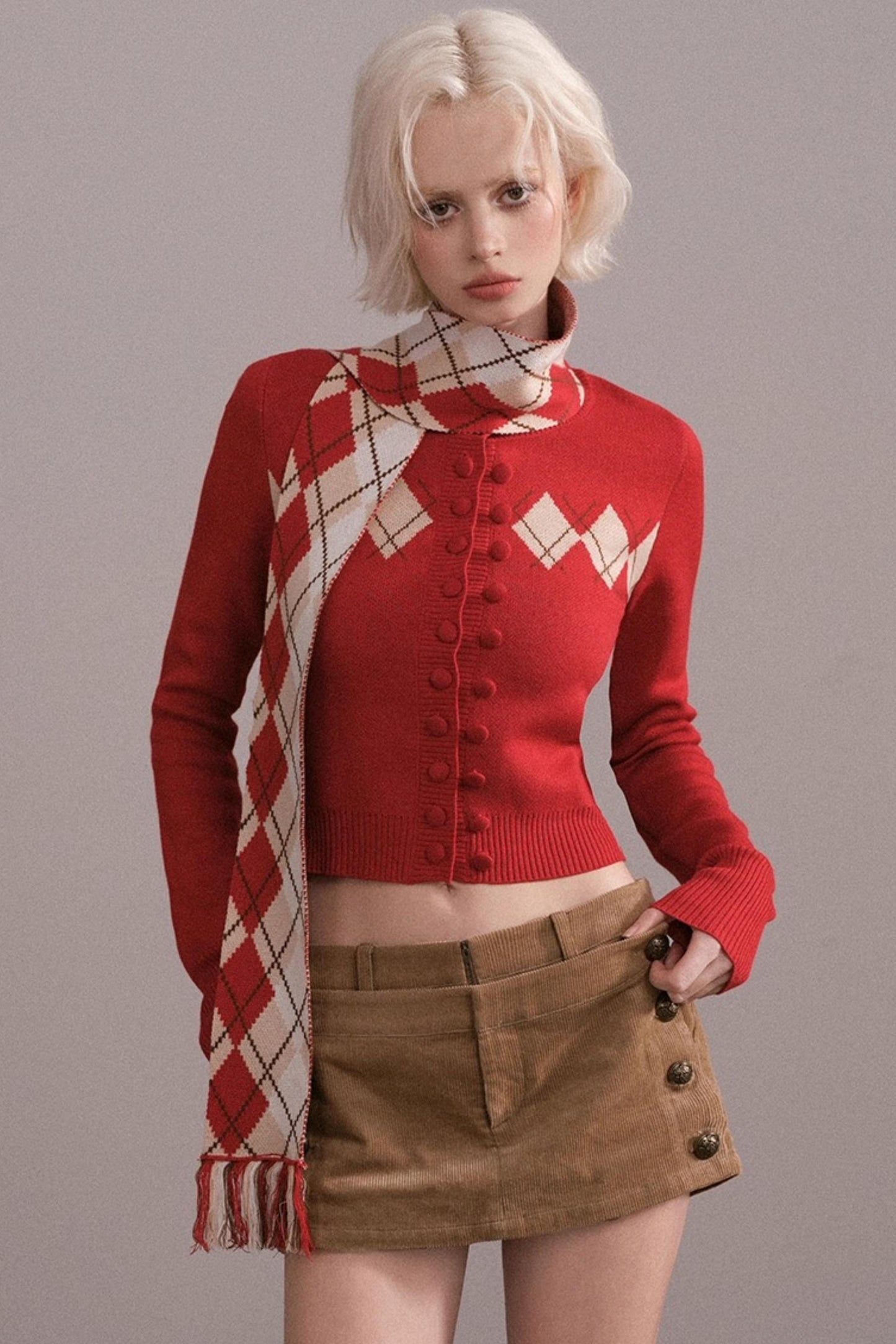 Slim-Fit Quilted Knit Sweater Set