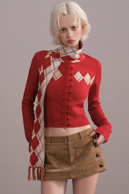 Slim-Fit Quilted Knit Sweater Set