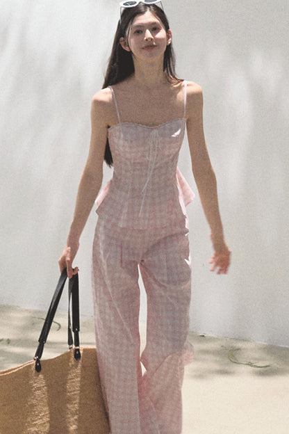 Wide-Leg Tencel Hemp Pants Set-Up