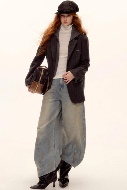 Vintage Washed Distressed Denim Pants