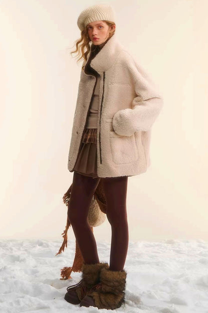 Reversible Lamb Wool Biker Jacket