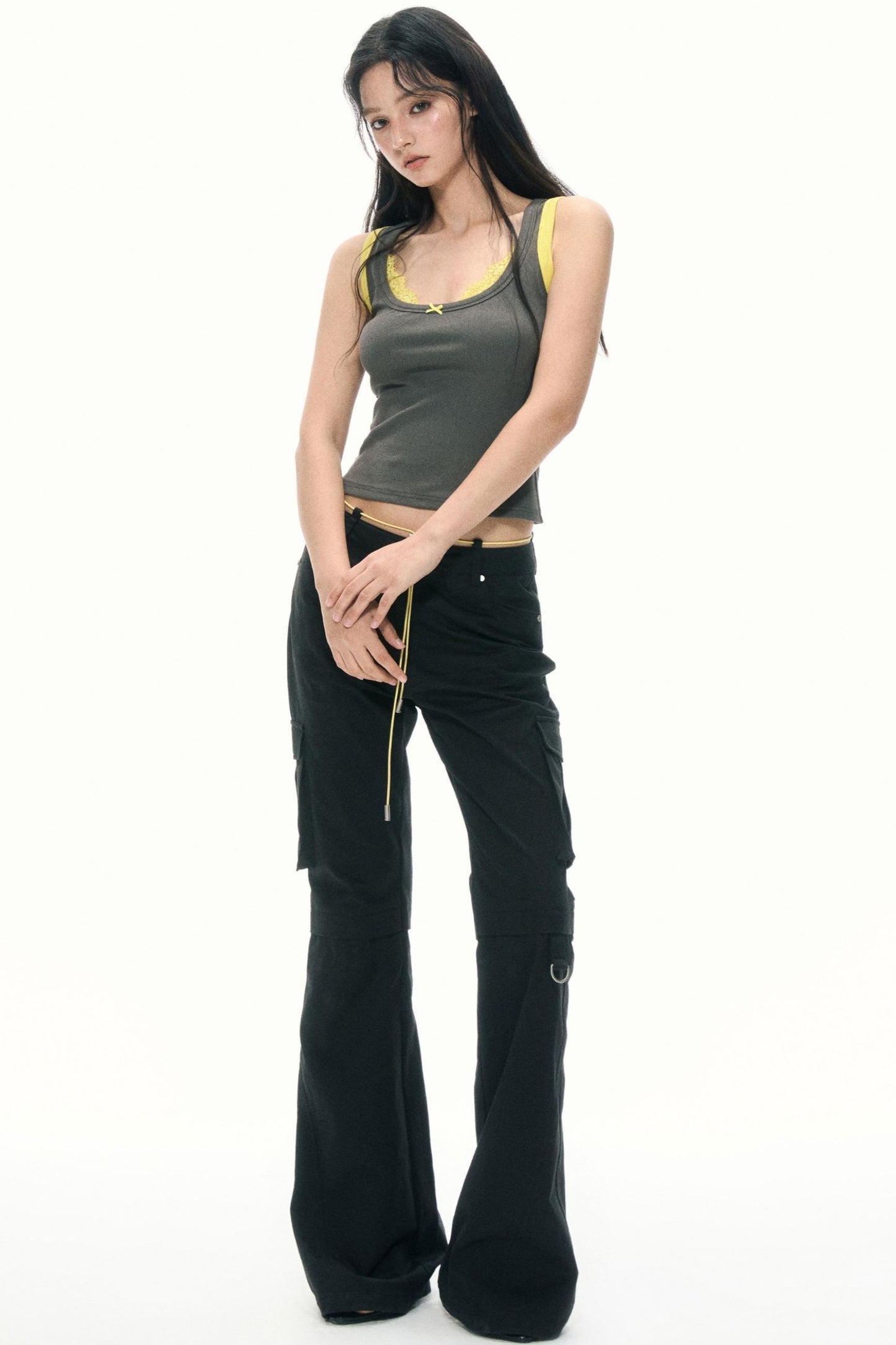 Retro Color-Block Flare Pants