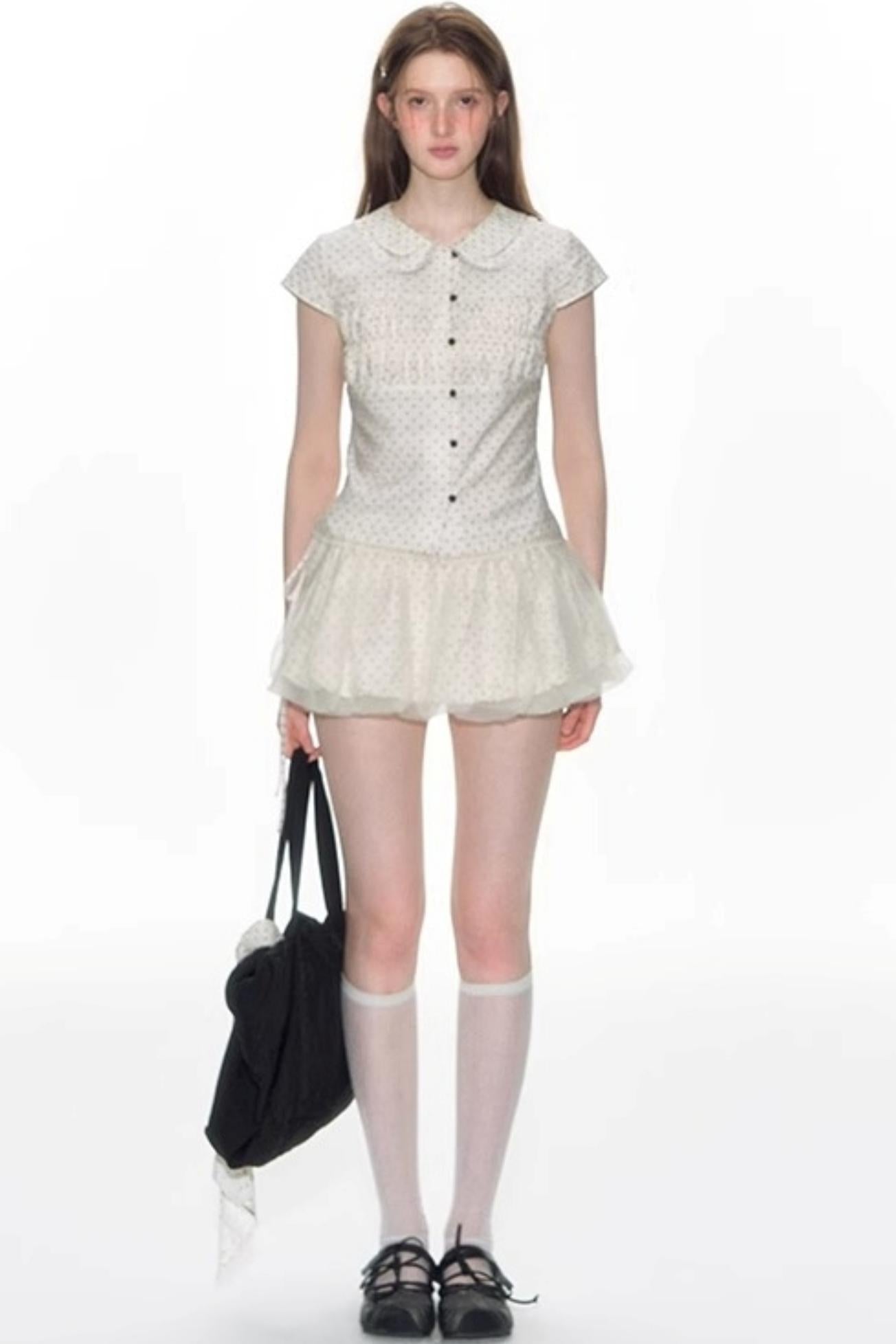 Nap Dot Mesh Culottes Set-Up