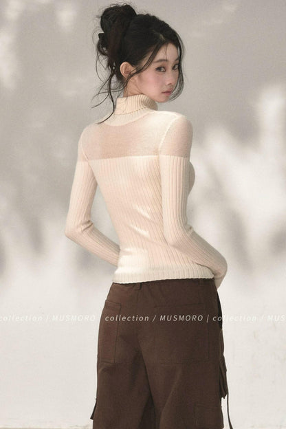 Wool Blend Hollow Knit Top