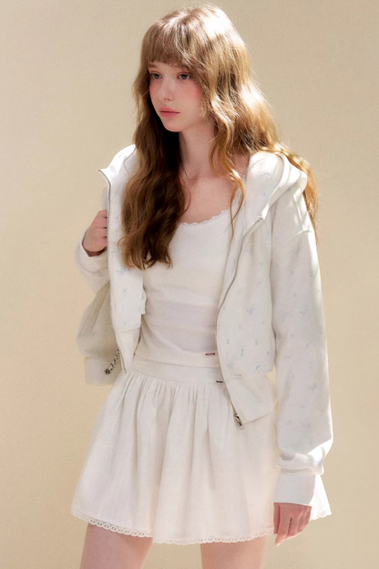 Rose Print Hooded Jacket Matching Set