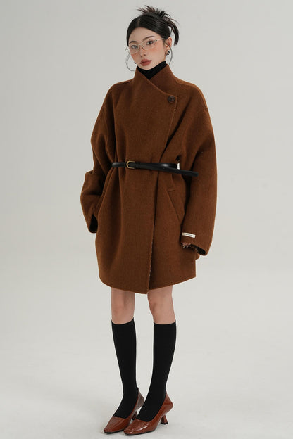 Lace-Up Reversible Wool Coat