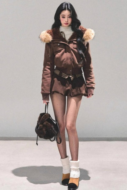 Winter Plush Hooded Coat