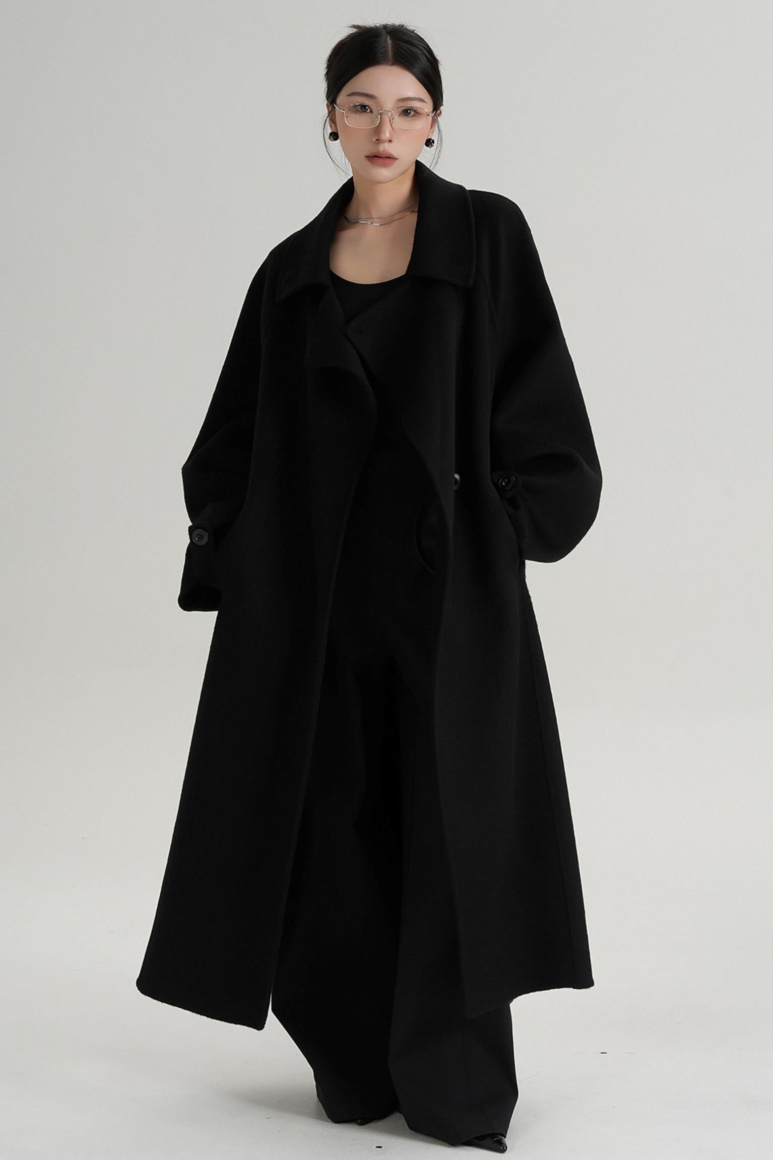 High-End Long Wool Blend Coat – UrbanSheek