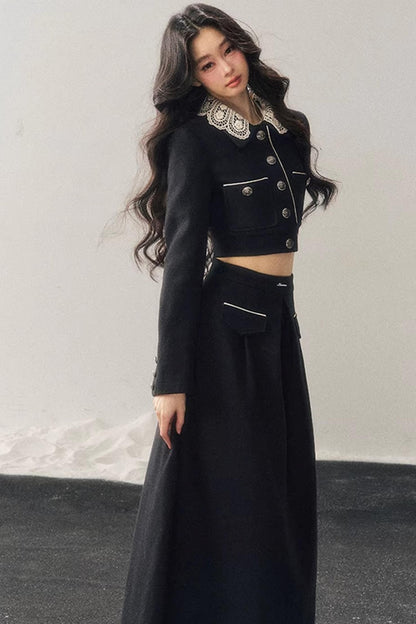 Whisper Lace Winter Suit Skirt Set-Up