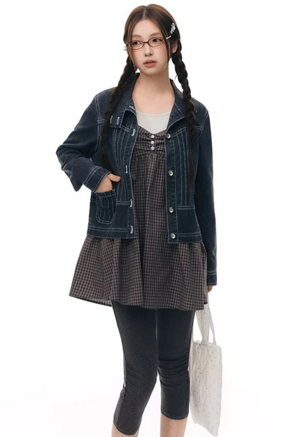 주름 크롭 스커트 셋업