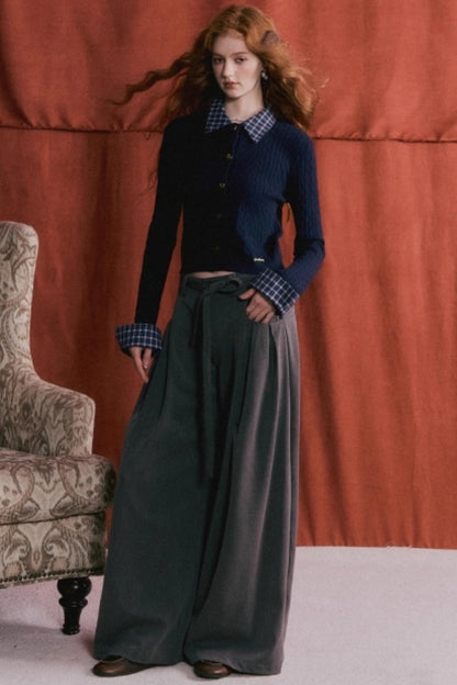 Pleated Retro Wide-Leg Pants
