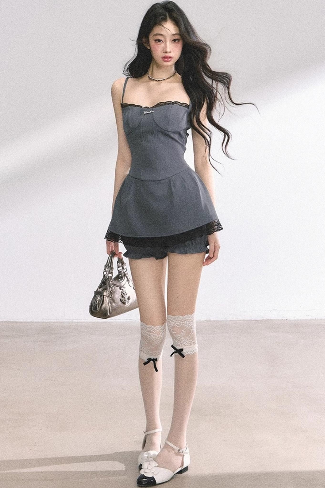 Summer Lace Halter Dress Set