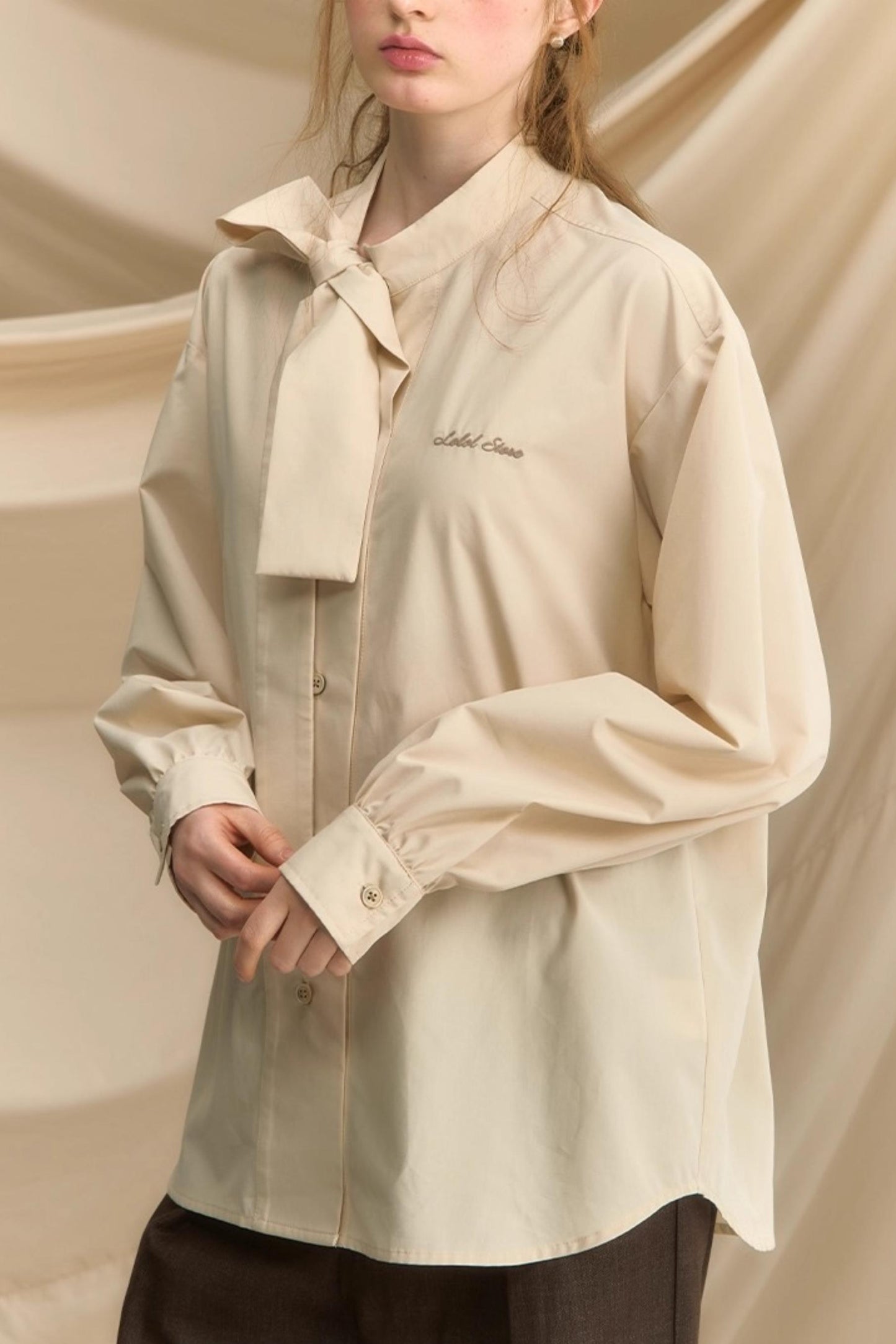 Vintage Bow Strap Striped Shirt