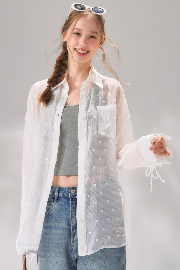 Striped Lace Embroidered Cardigan Set-Up