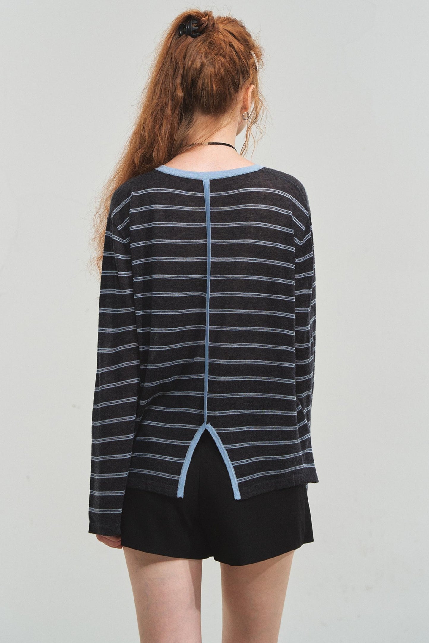 Vintage Striped Gray Knit Top