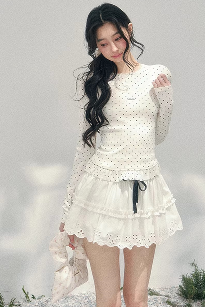 Polka Dot Two-Piece Blouse