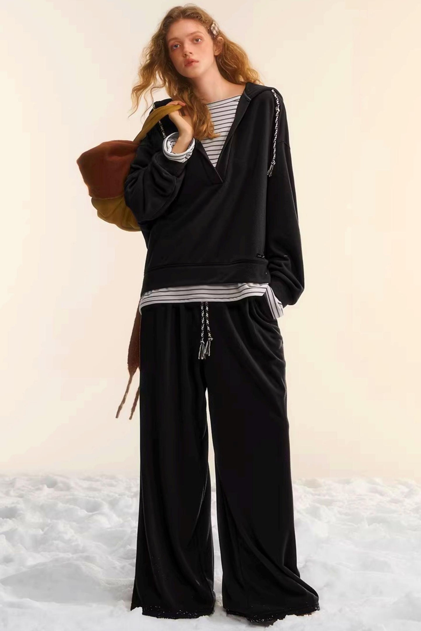 Retro Striped Patchwork Sweatshirt Set-Up