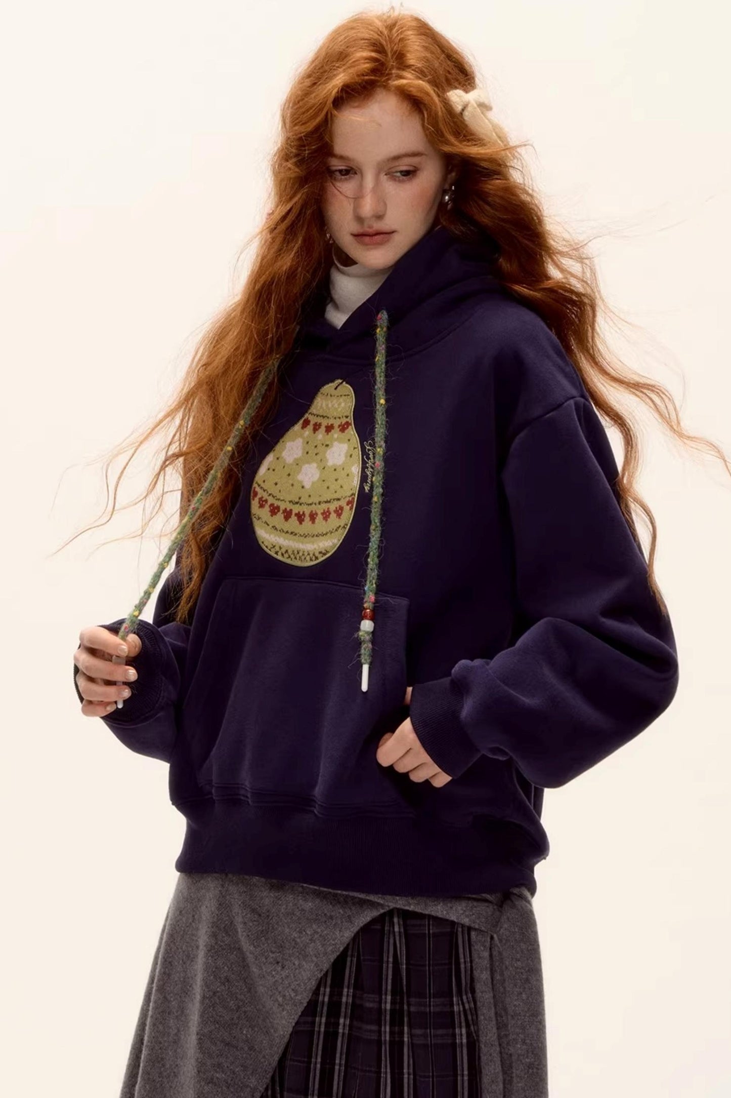 Brushed Fair Isle Hooded Top