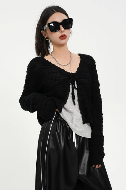 Niche Cropped Knit Cardigan