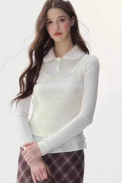 Faux Two-Piece Knitted Blouse