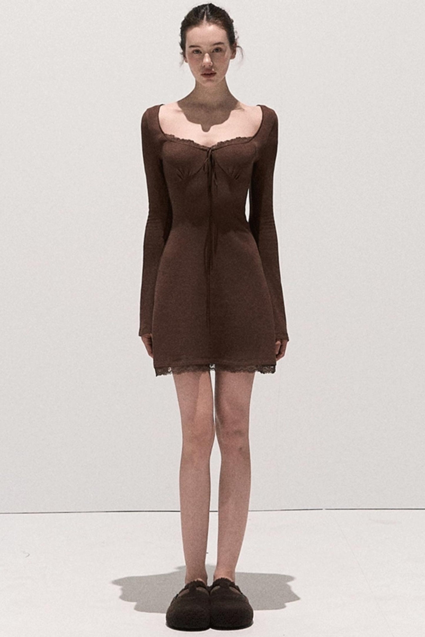 Lace Stitched Knit Waist Dress