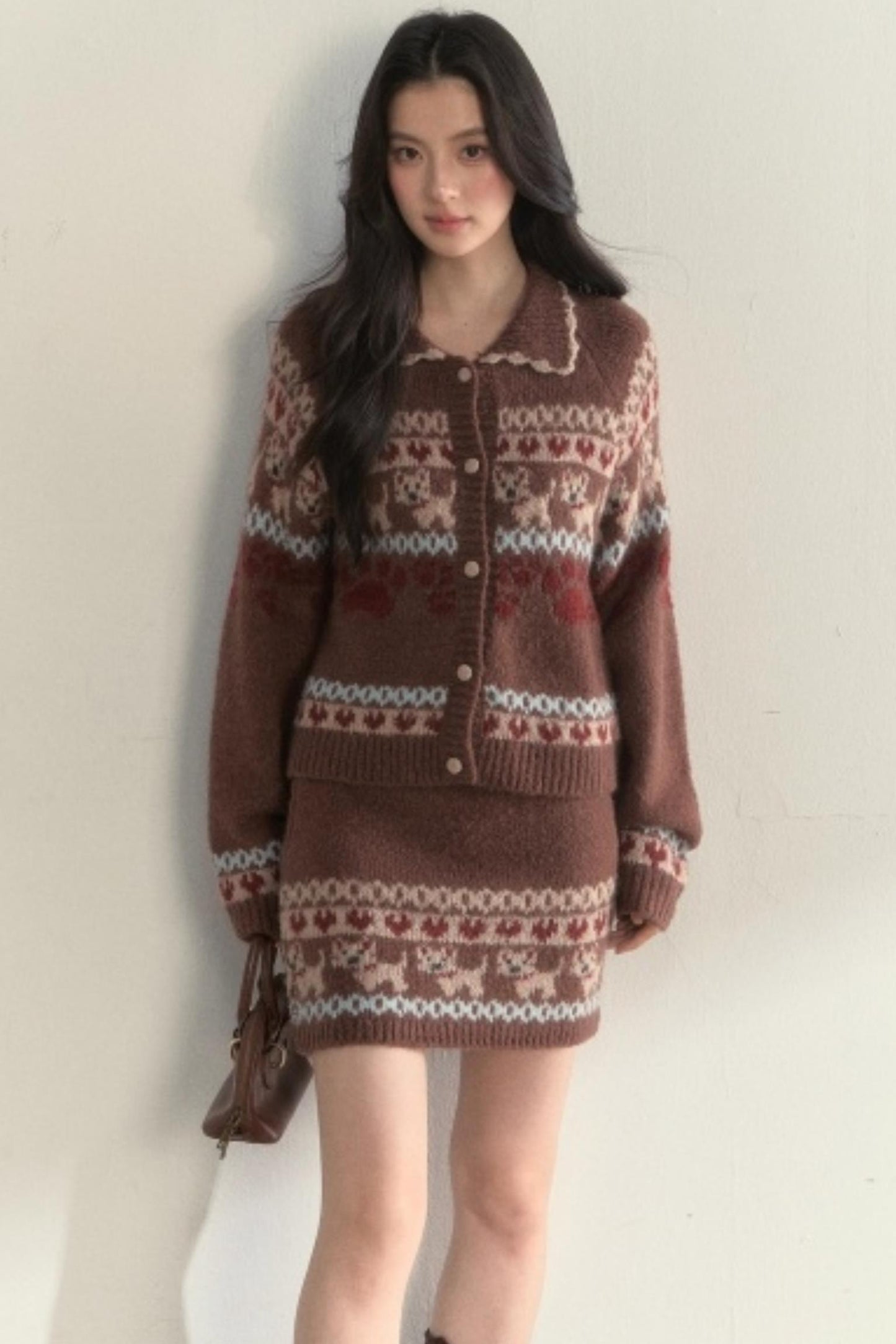 Vintage Knit College Style Sweater Set-Up