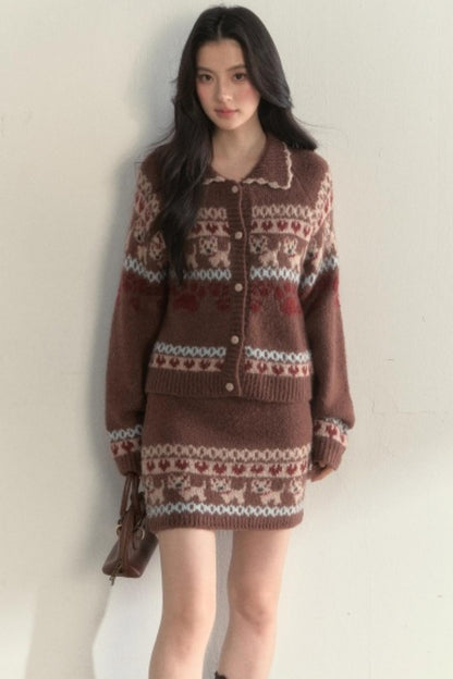 Vintage Knit College Style Sweater Set-Up