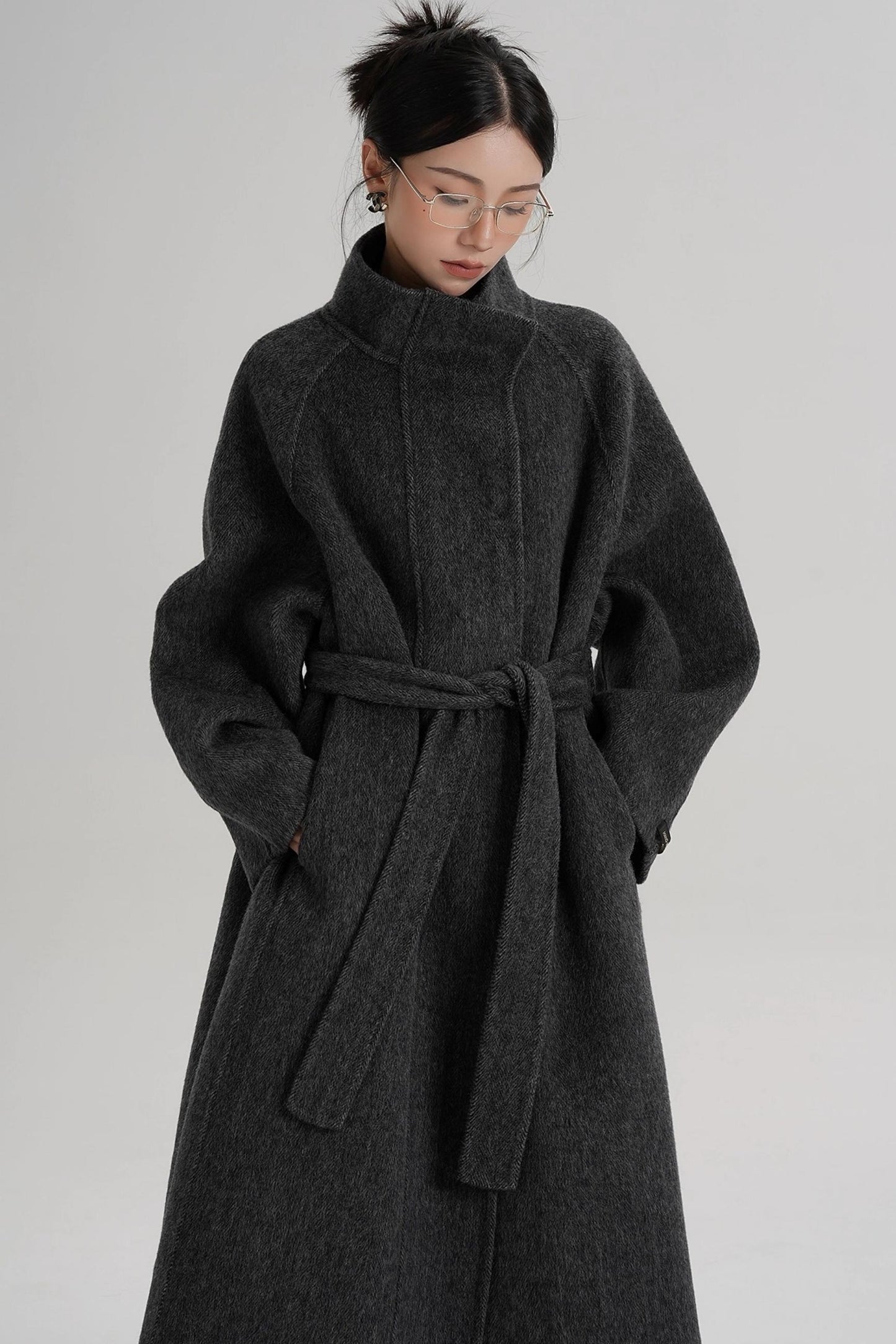Curved Wool Coat