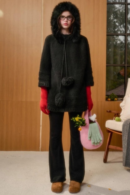 Hooded Wool Cape Dress