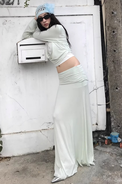 Color-Block Knit Cowl Top Set