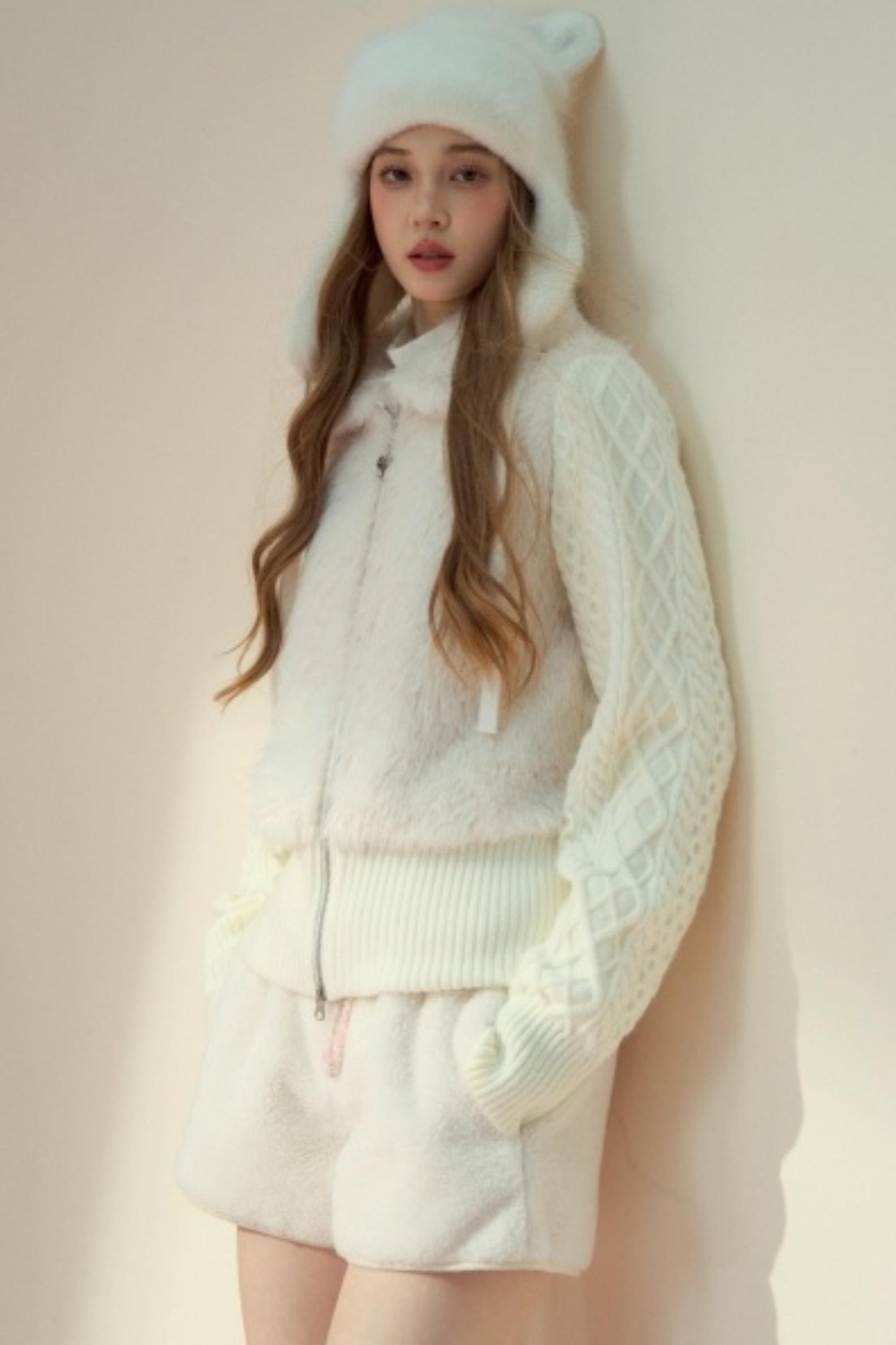 Fur Patchwork Fleece Zipper Jacket