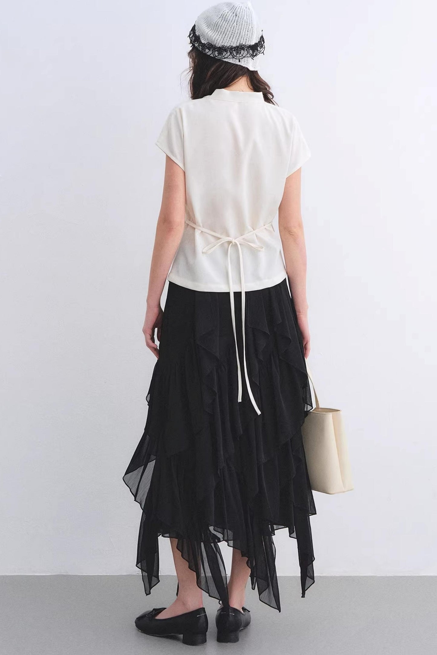 Irregular Ruffled Elastic Chiffon Skirt
