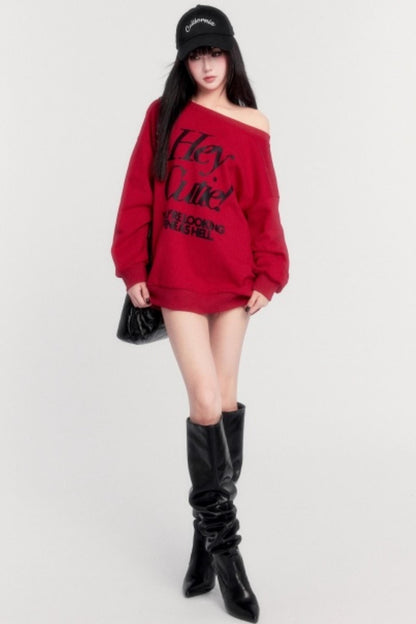 Loose Fleece Long-Sleeved Sweatshirt