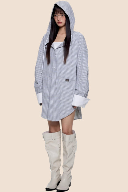 Plaid Hooded Casual Jacket