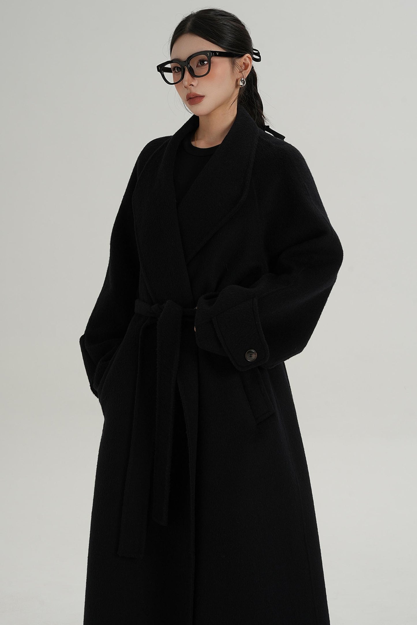 High-End Long Lapel Wool Reversible Coat