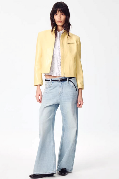 Retro Yellow Leather Jacket