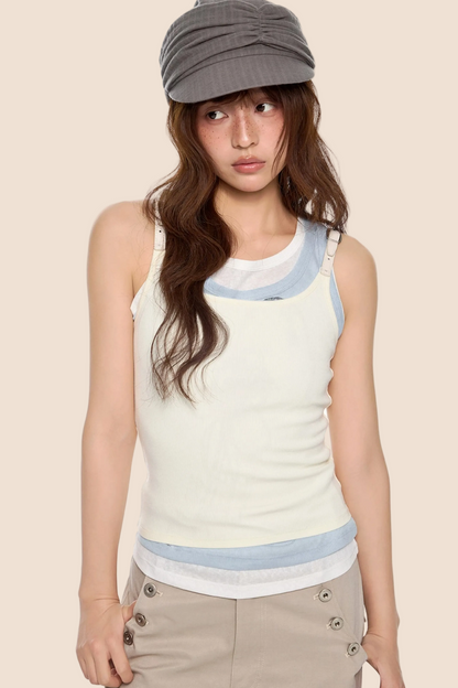 Square Collar Belted Camisole Top