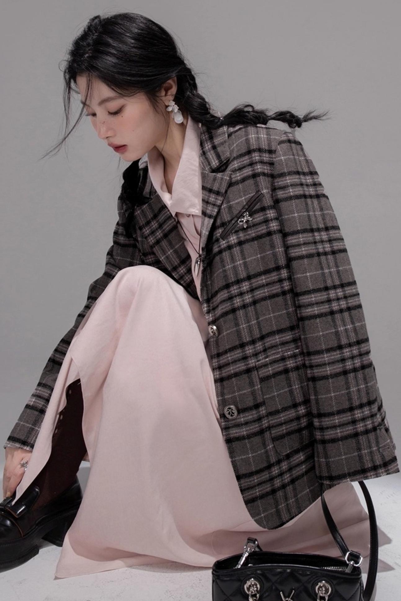 Gray Patchwork Tweed Jacket