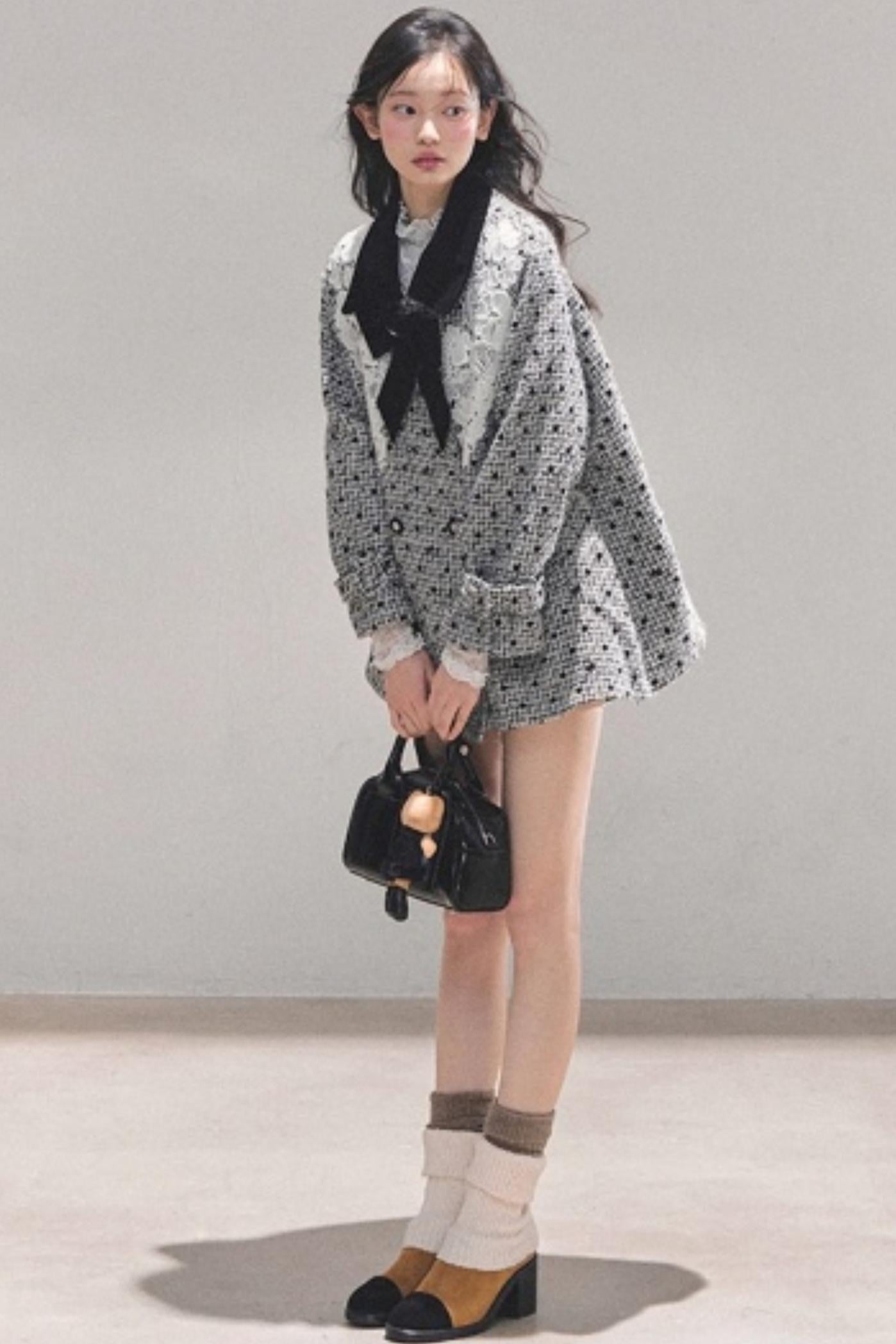 Lace Plaid Winter Coat