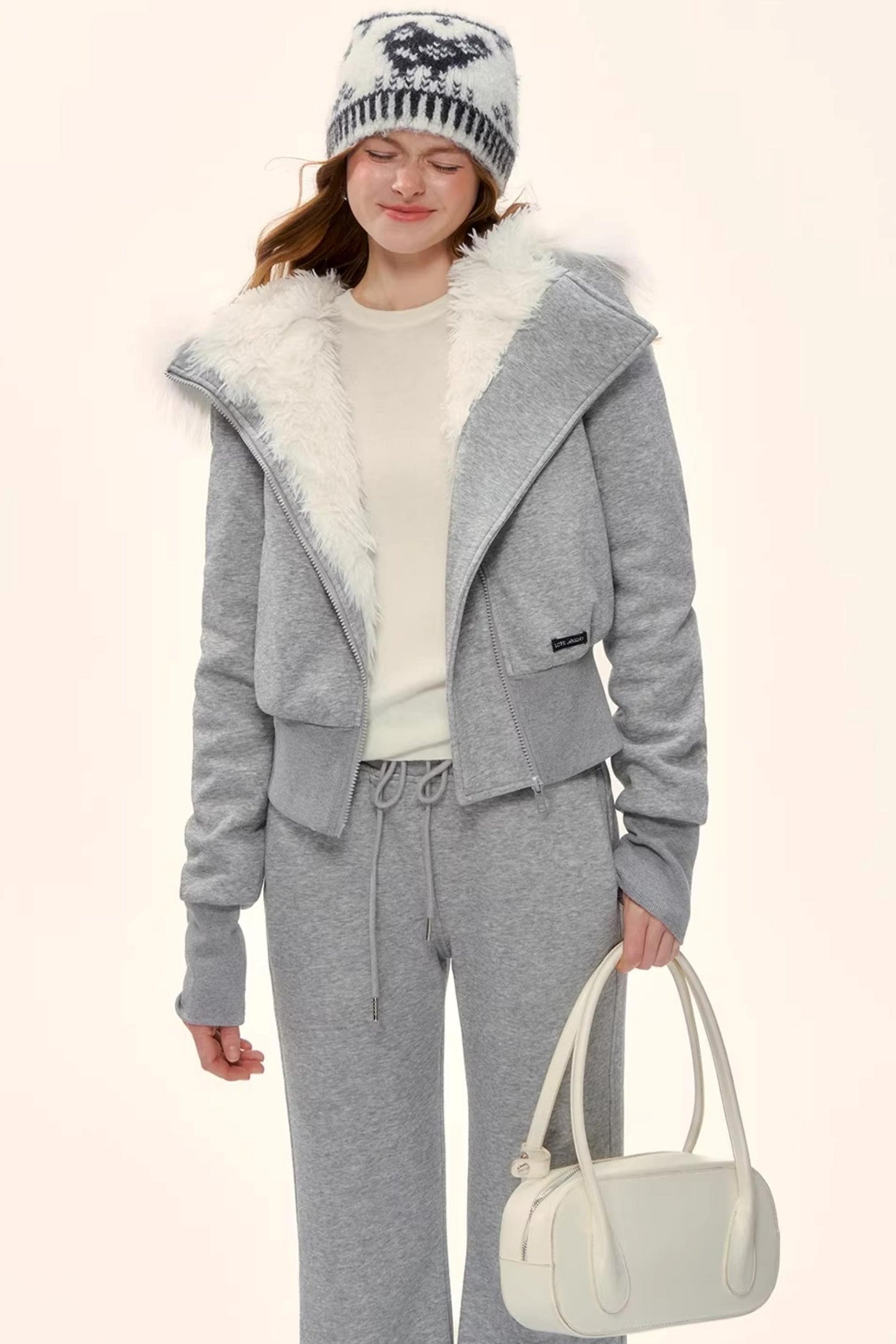 Retro Fleece-Lined Hooded Jacket Set-Up