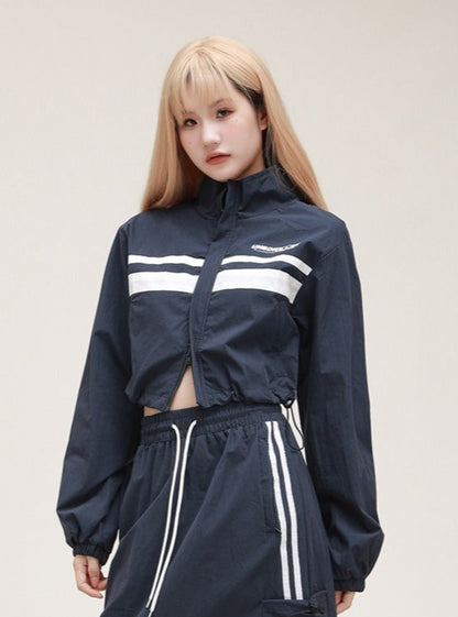 American Sportswear Crop Jacket Skirt Set-up