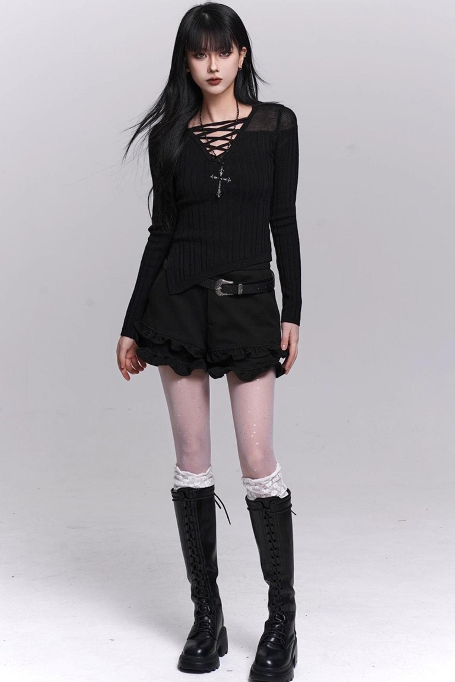 Unique Black Knit Top