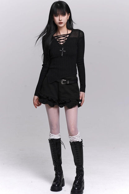 Unique Black Knit Top