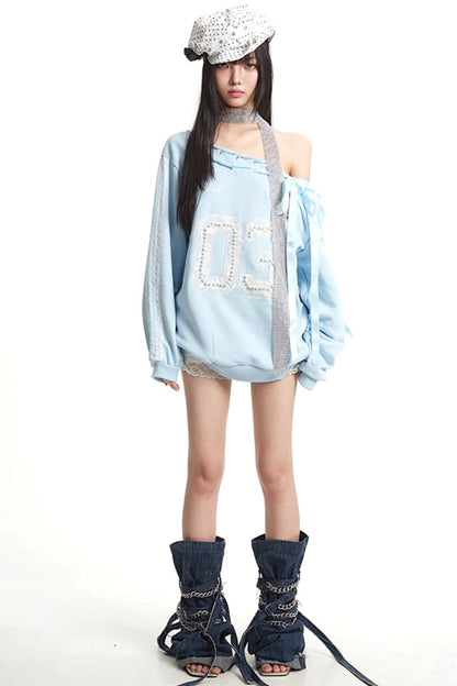 Slanted Shoulder Sweatshirt