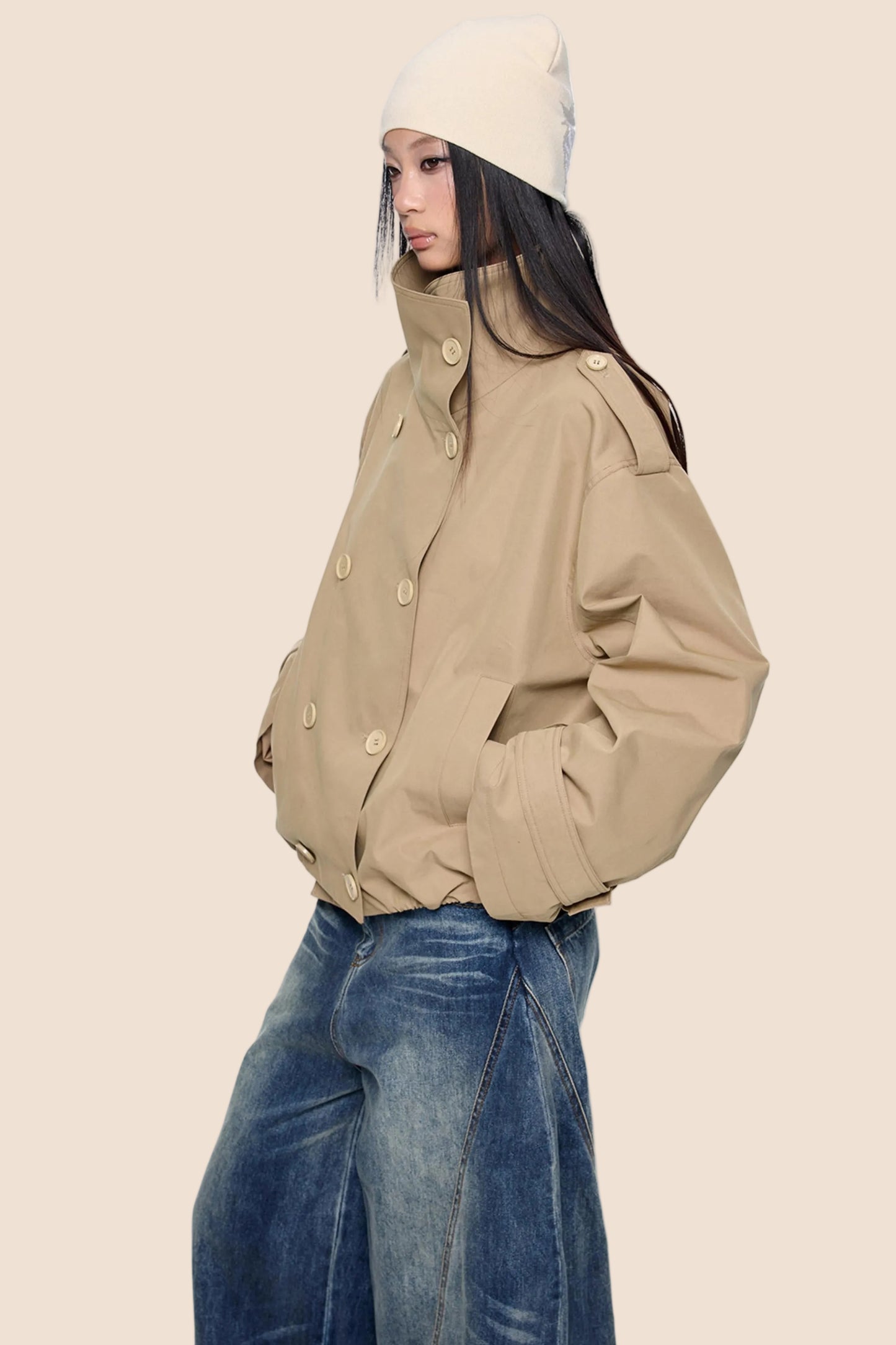 Double-Breasted Retro Trench Coat