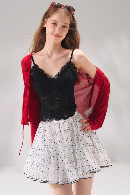 Velvet Polka Dot Skirt Set-Up